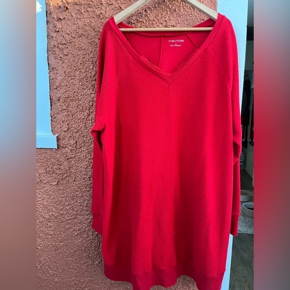 Maurices Womens Sweater Sweatshirt Dress Red Long Sleeve Knit Comfy Casual XXL - Picture 1 of 5